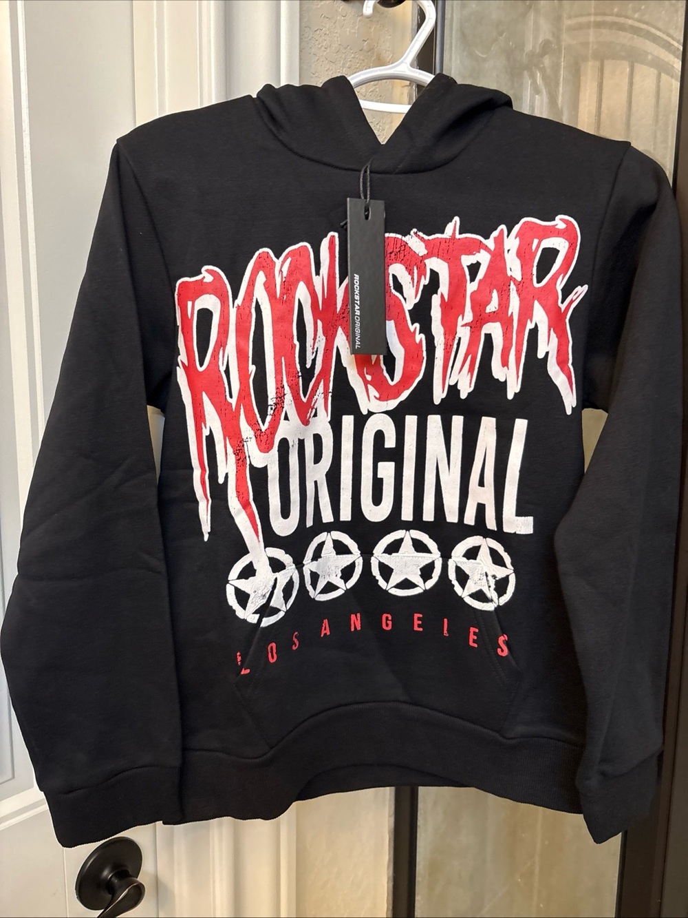 Rockstar Original Black Kids Hoodie with Red & White Graphic